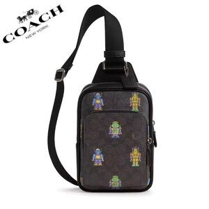COACH Cosmic Coach Racer Sling Pack‎ In Signature Canvas With Robot Print Unisex